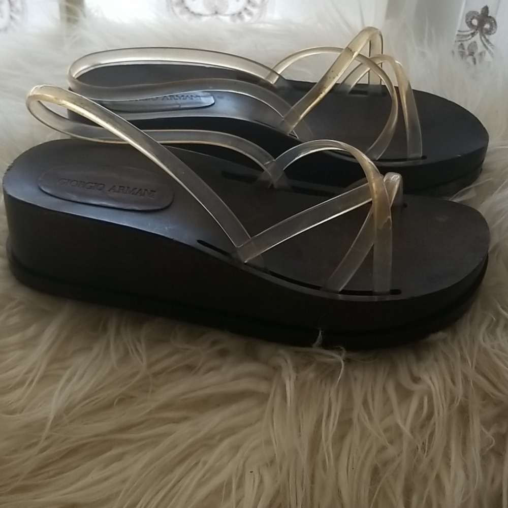 Vintage Giorgio Armani clear platform sandals